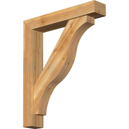 Ekena Millwork Funston Block Rough Sawn Bracket w/ Offset Brace, Western Red Cedar, 6"W x 32"D x 38"H BKT0604X32X38FST05RWR